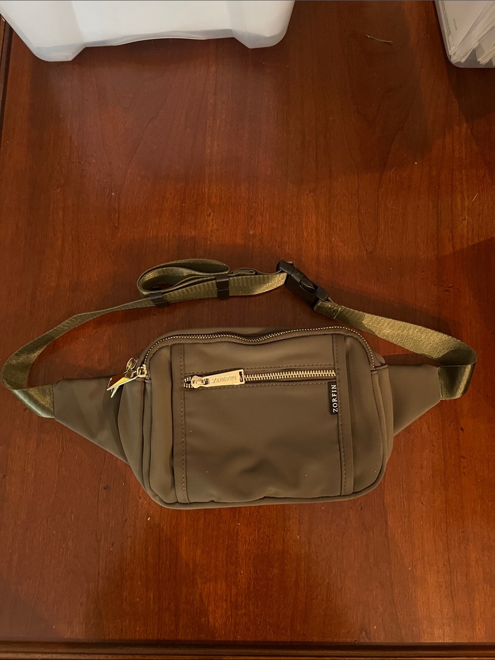 Olive Green Waist Bag - Compact Crossbody Organizer